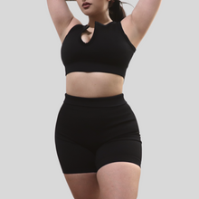 Load image into Gallery viewer, Black Ribbed Lounge Shorts
